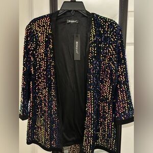 Allegra K Black Sequin Blazer